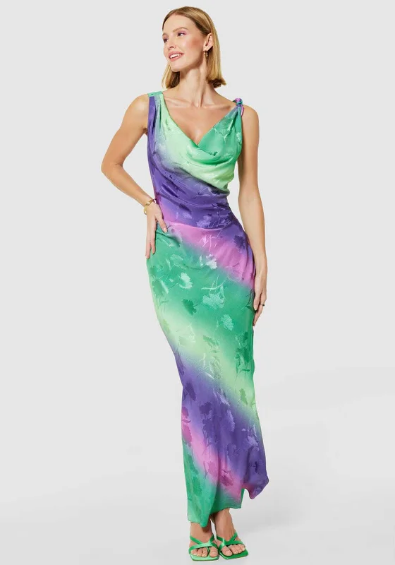 Closet London Ombre Cowl Neck Long Slip Dress, Purple