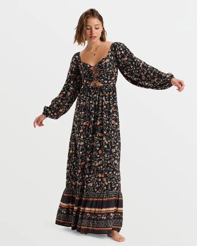 Holidaze Tie Front Maxi Dress - Anthracite Kerala Border