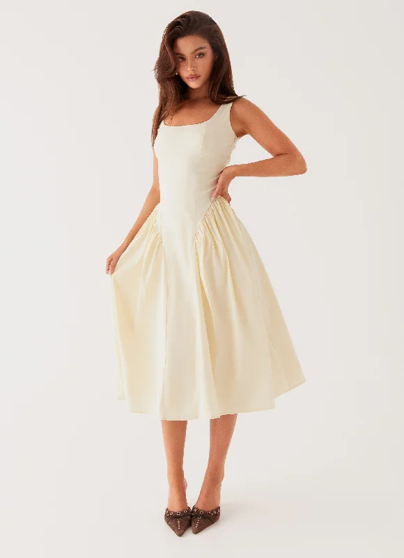 Sassy Soiree Midi Dress - Cream