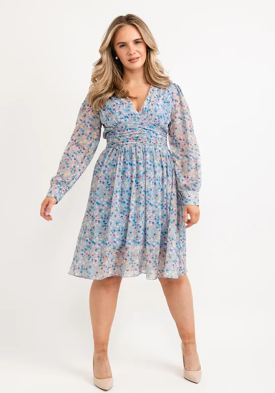 Seventy1 One Size Ditsy Floral Mini Dress, Dusty Blue
