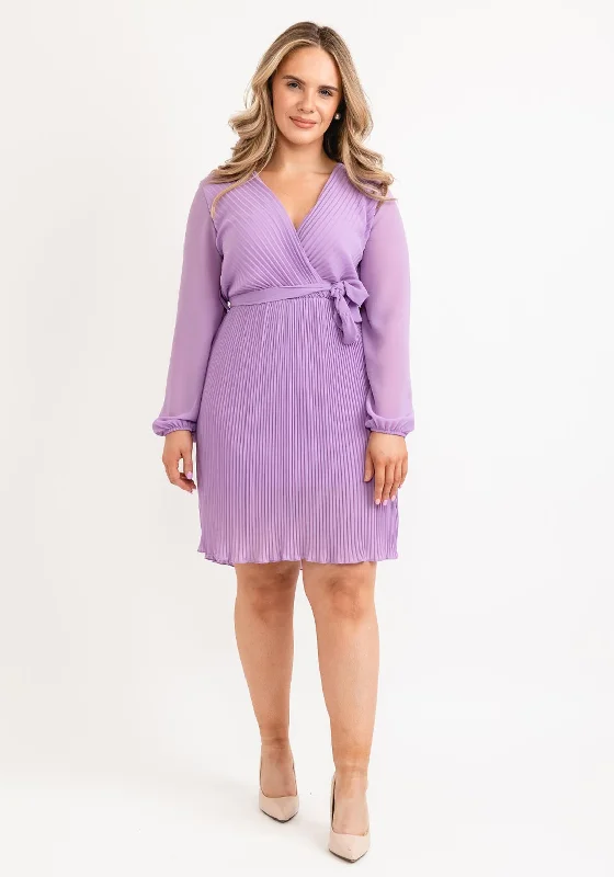Seventy1 One Size Pleated Wrap Mini Dress, Lilac