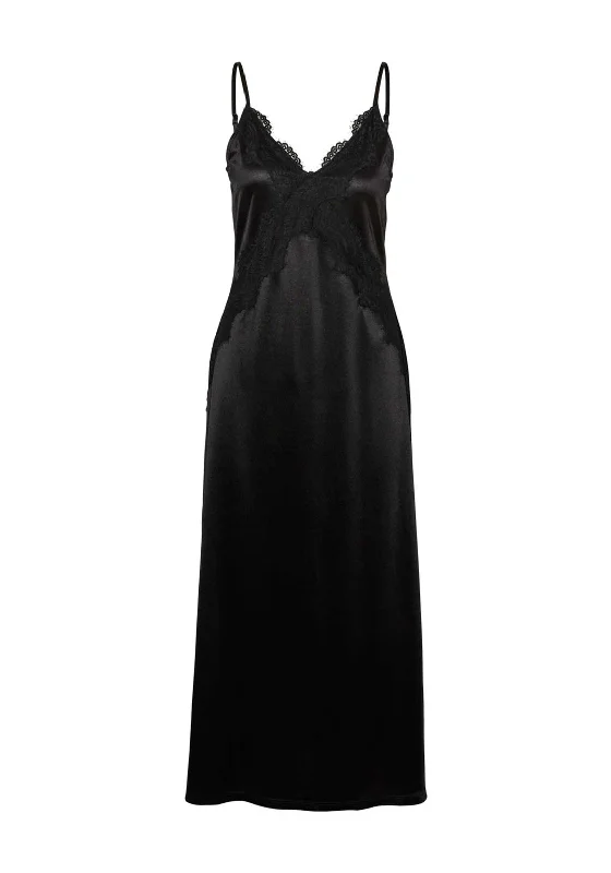 Vero Moda Anni Satin Slip Dress, Black