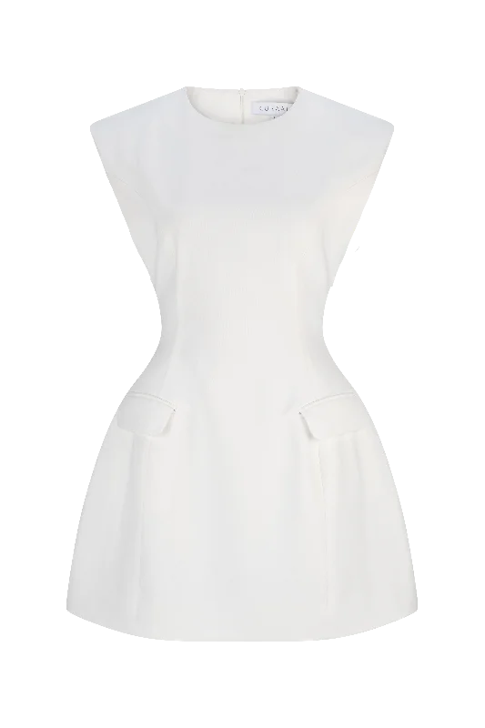 CURAAE Seren Flap Mini Dress In White