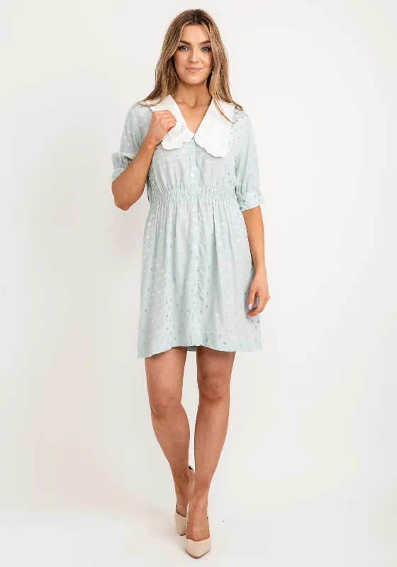 Jovonna Ana Chelsea Collar Dotted Mini Dress, Sage