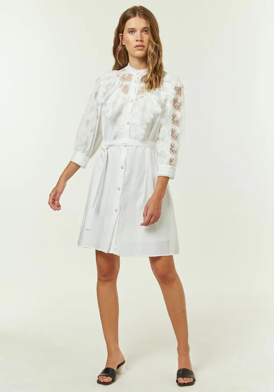 Jovonna Pascale Embroidered Lace Mini Dress, White