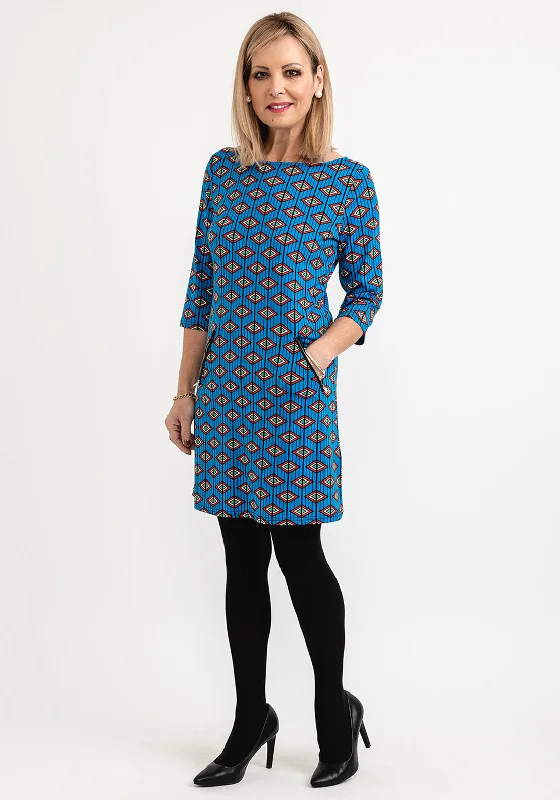 Seventy1 Diamond Plaid Print Mini Dress, Blue Multi