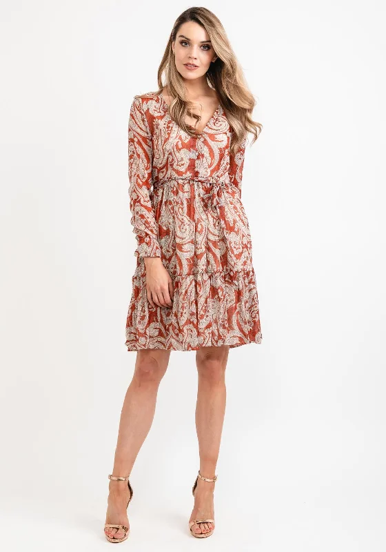Seventy1 Paisley Print Mini Smock Dress, Rust