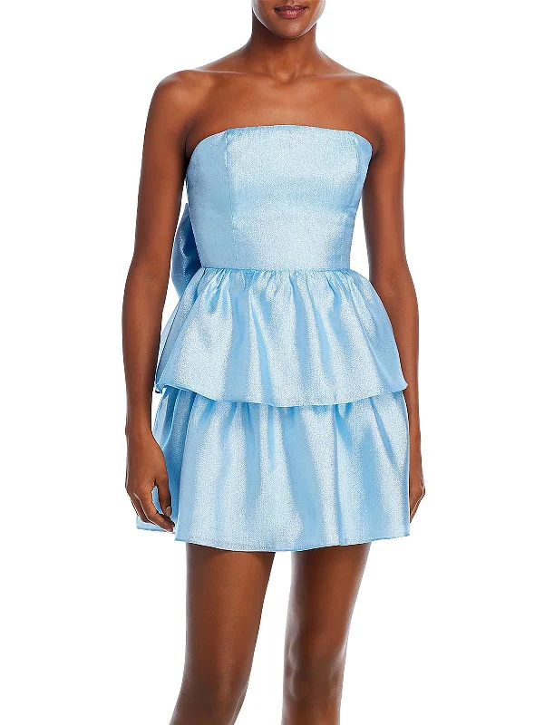 Womens Bow Mini Cocktail And Party Dress