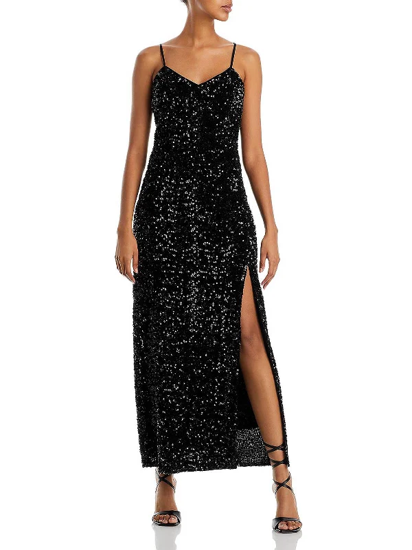 Womens Side Slit Long Cocktail and Party Dress