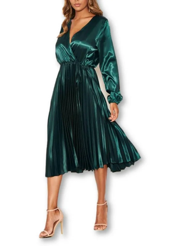 Womens Surplice Long Cocktail and Party Dress