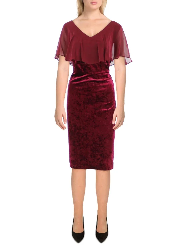 Womens Velvet Chiffon Cocktail and Party Dress